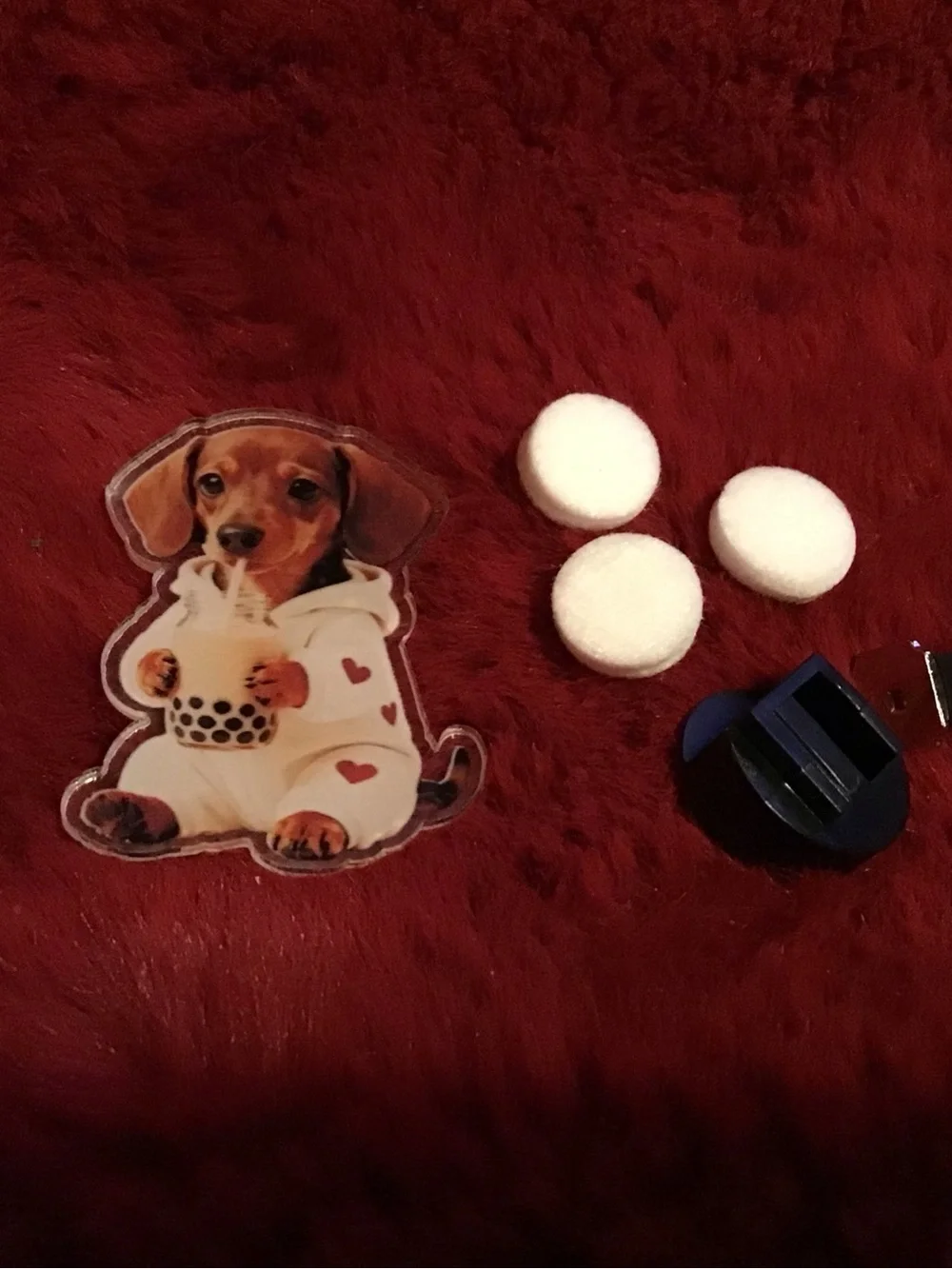Puppy Bubble Tea Dog car vent air freshener clip- White & Brown